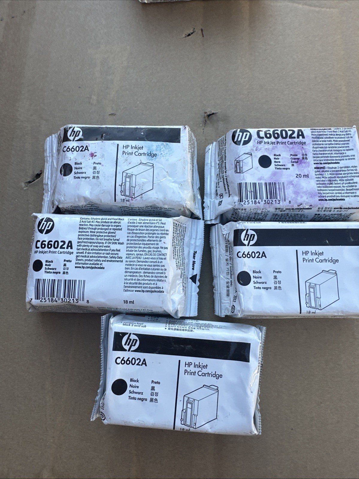 5 PK Genuine HP C6602A Standard Black Ink Cartridges-Sealed