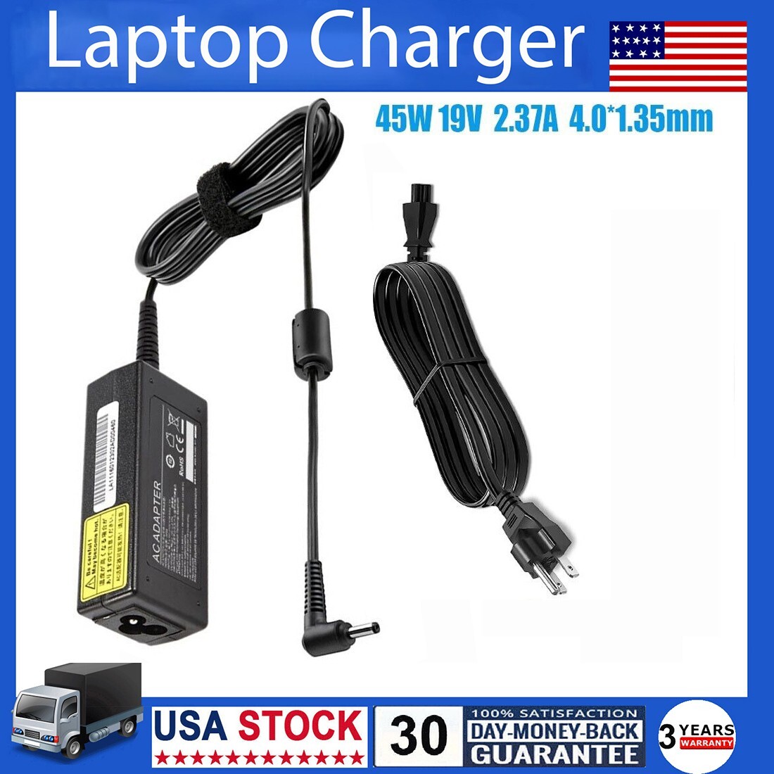 45W Laptop Charger For ASUS E410 E410M E410MA E410MA-TB AC Adapter Power Supply