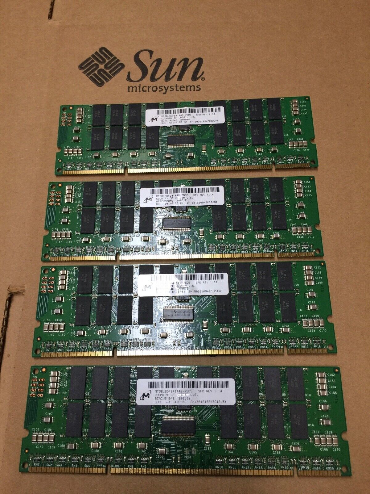 SUN X7056A,4gb Memory Kit (4x 501-6109-02 Micron),Test-PASS \