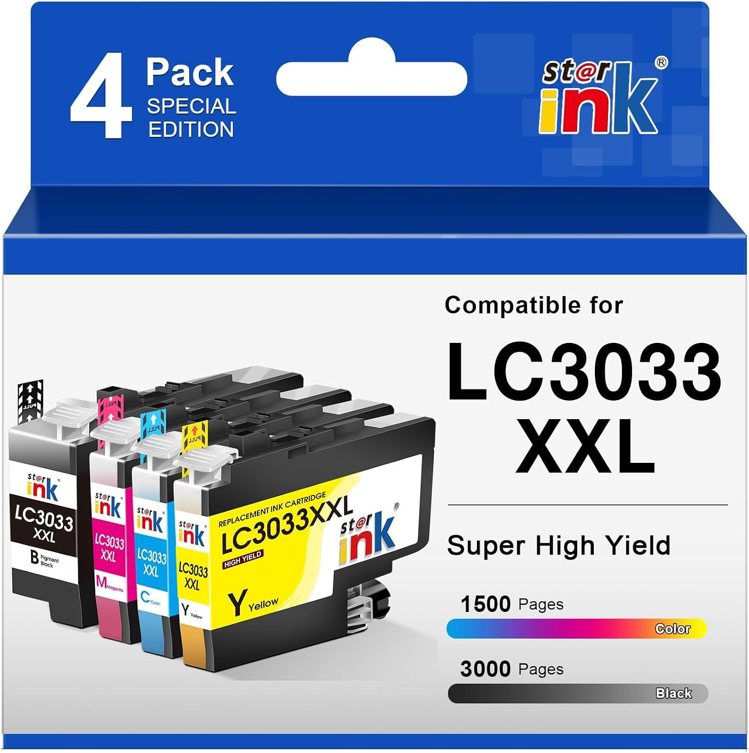 LC3033 BK C M Y Ink Cartridges Compatible for Brother LC3033 Ink Cartridges