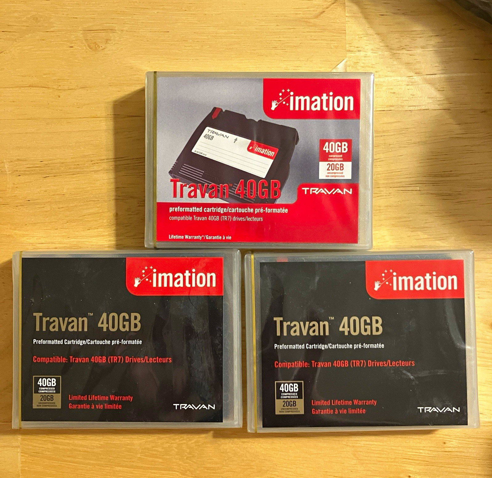 Lot of 3 Imation Travan 40GB TR-7 Data Tape Cartridges 20GB New Sealed