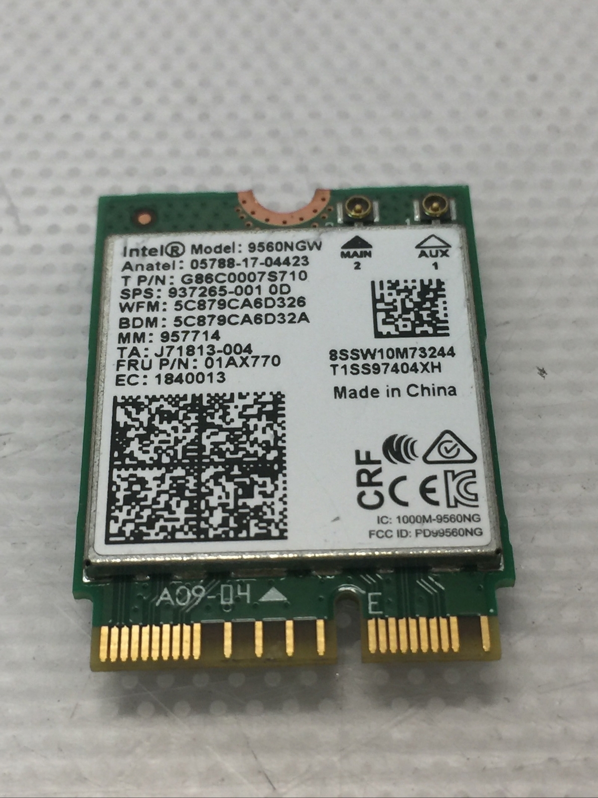 Intel 9560NGW Wireless 9560 802.11ac M.2 NGFF WiFi Bluetooth FRU 01AX768