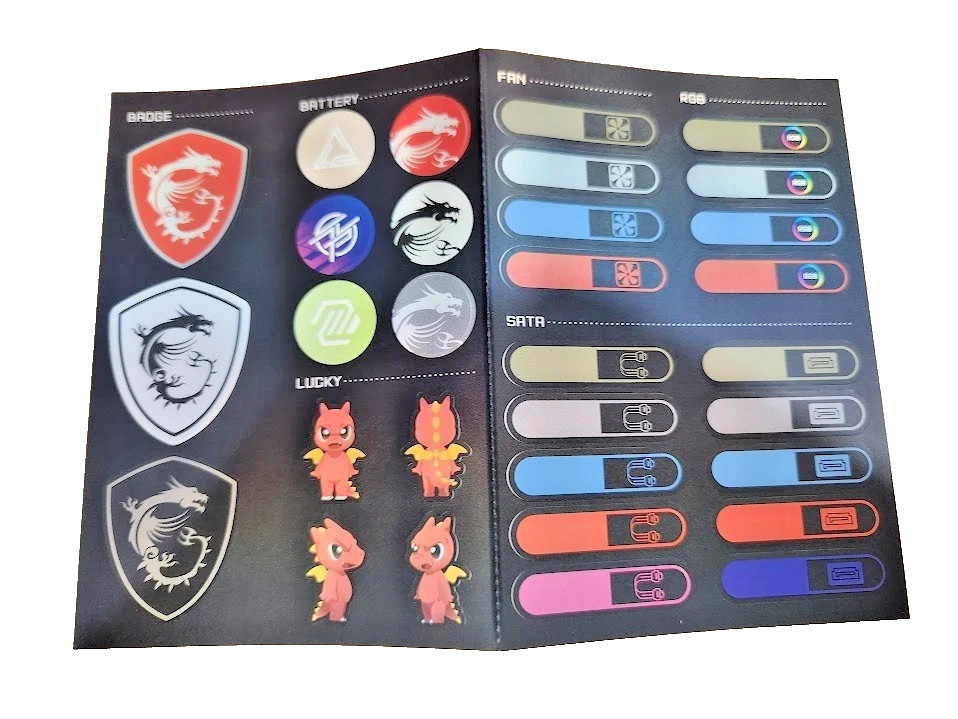 MSI Lucky Dragon Logo  Battery Fan RGB SATA Stickers Decals PC Tower Case Label