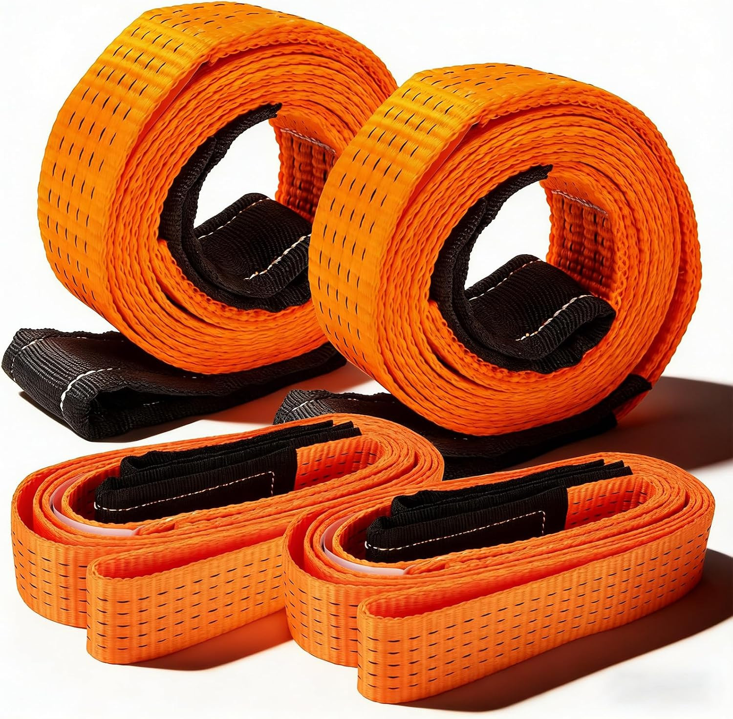 4PCS 2" X5 & 10Ft Heavy Duty Nylon Lifting Straps 18800LBS Tow Strap