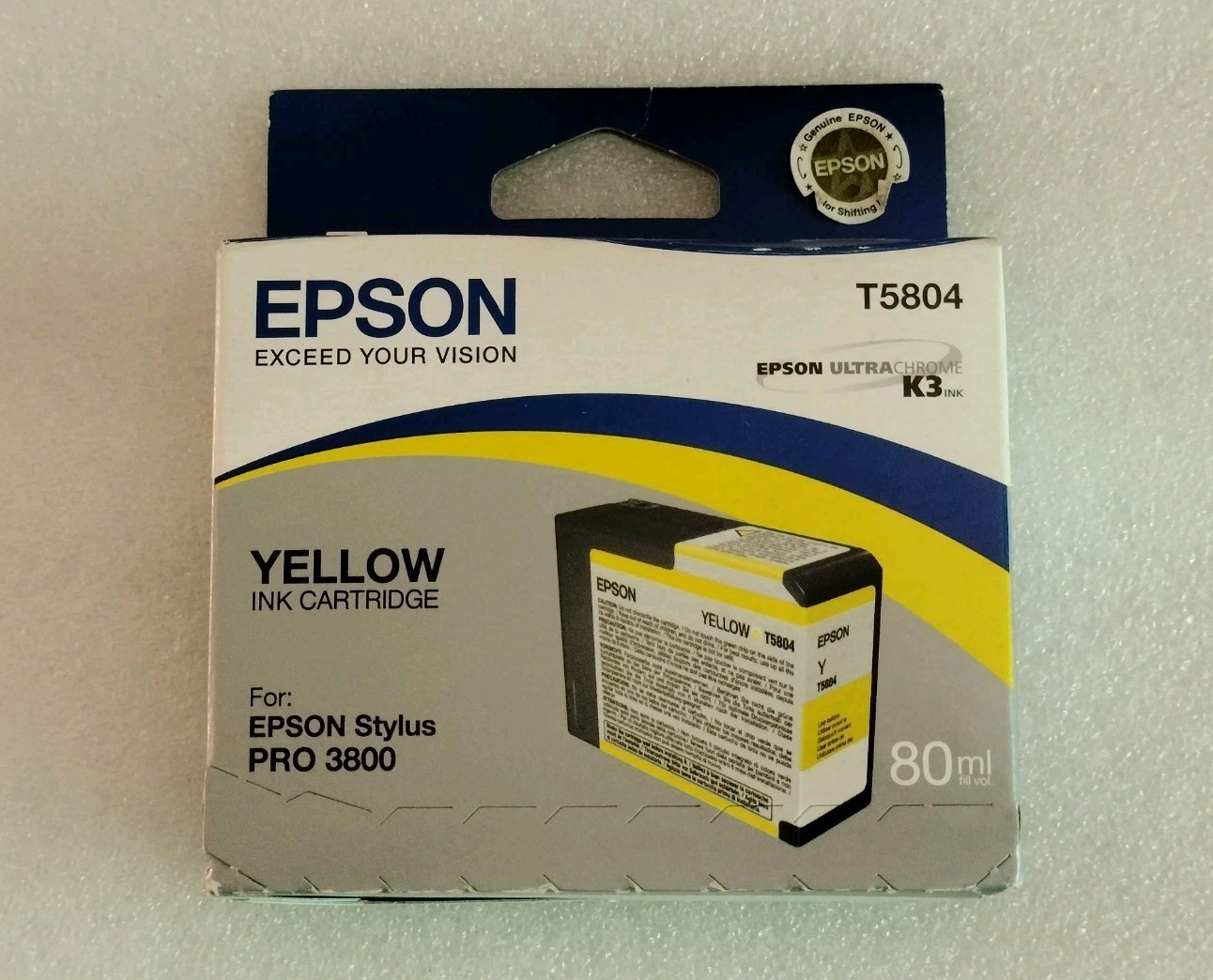 T5804 Genuine Epson Pro 3800 3880 Yellow Ink T580400 w/exp 04-2009