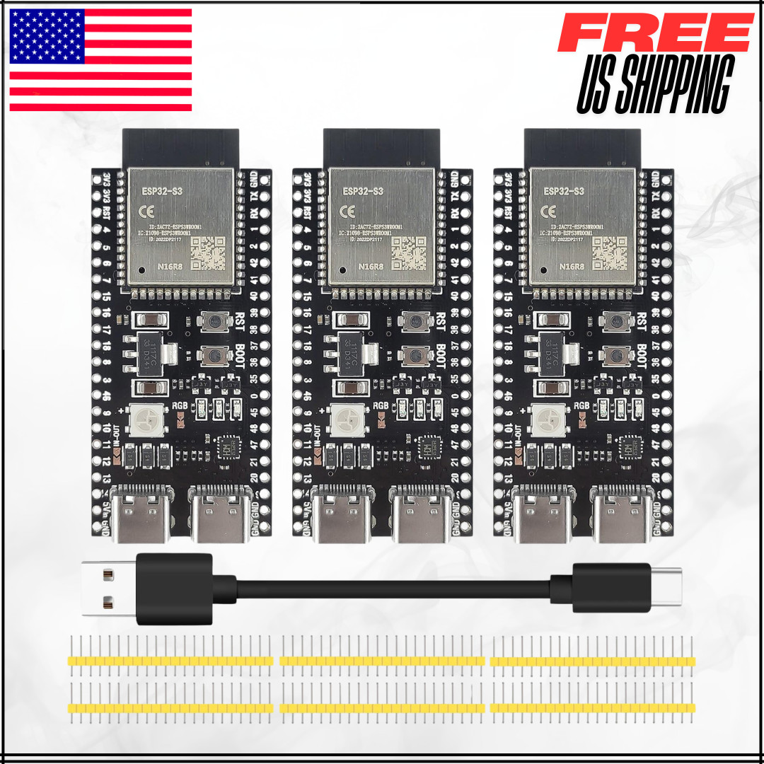 Development Board WiFi BT Module N16R8 MCU Type-C Cable Set 44Pin 3PC ESP32-S3