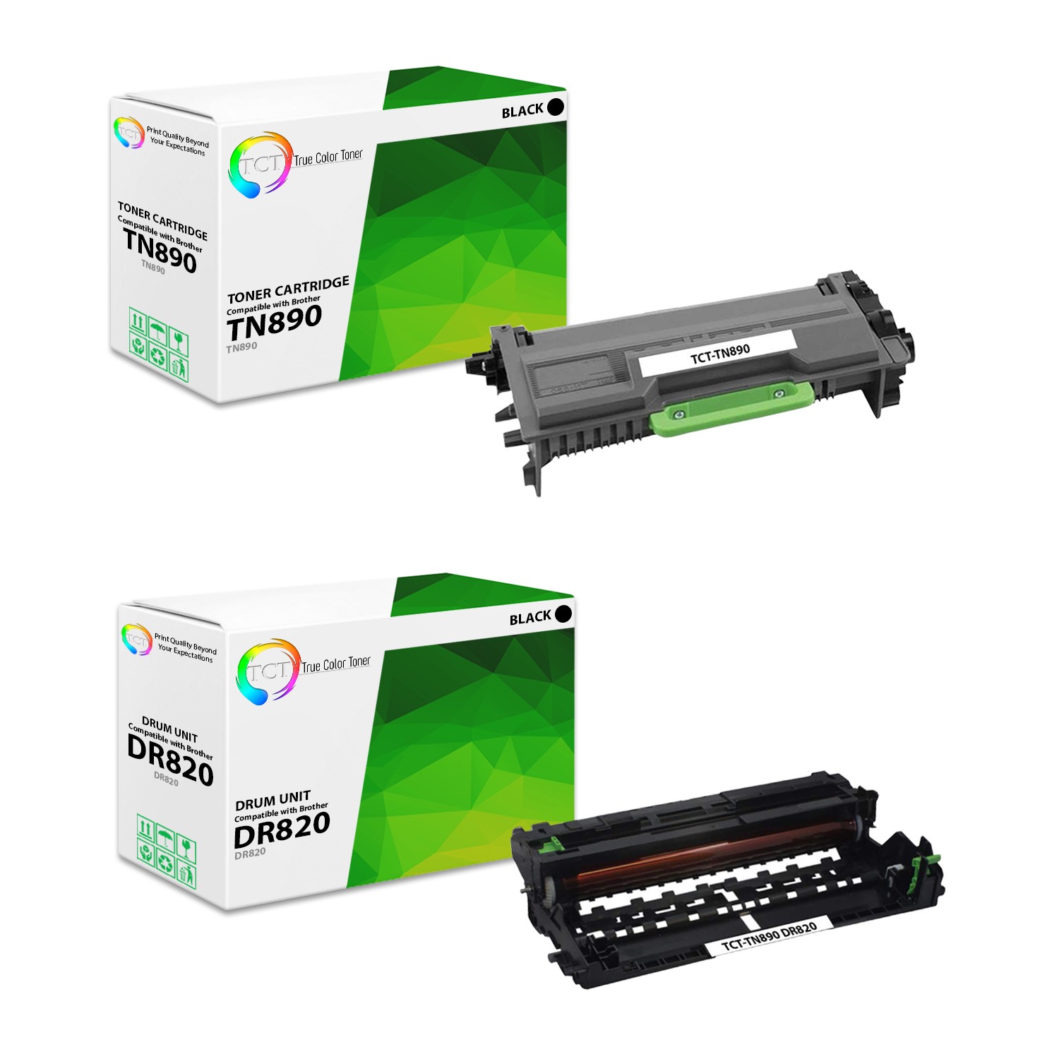 3Pk TCT Compatible TN890 & DR820 For Brother HL-L6400DW MFC-L6900DW Toner Drum