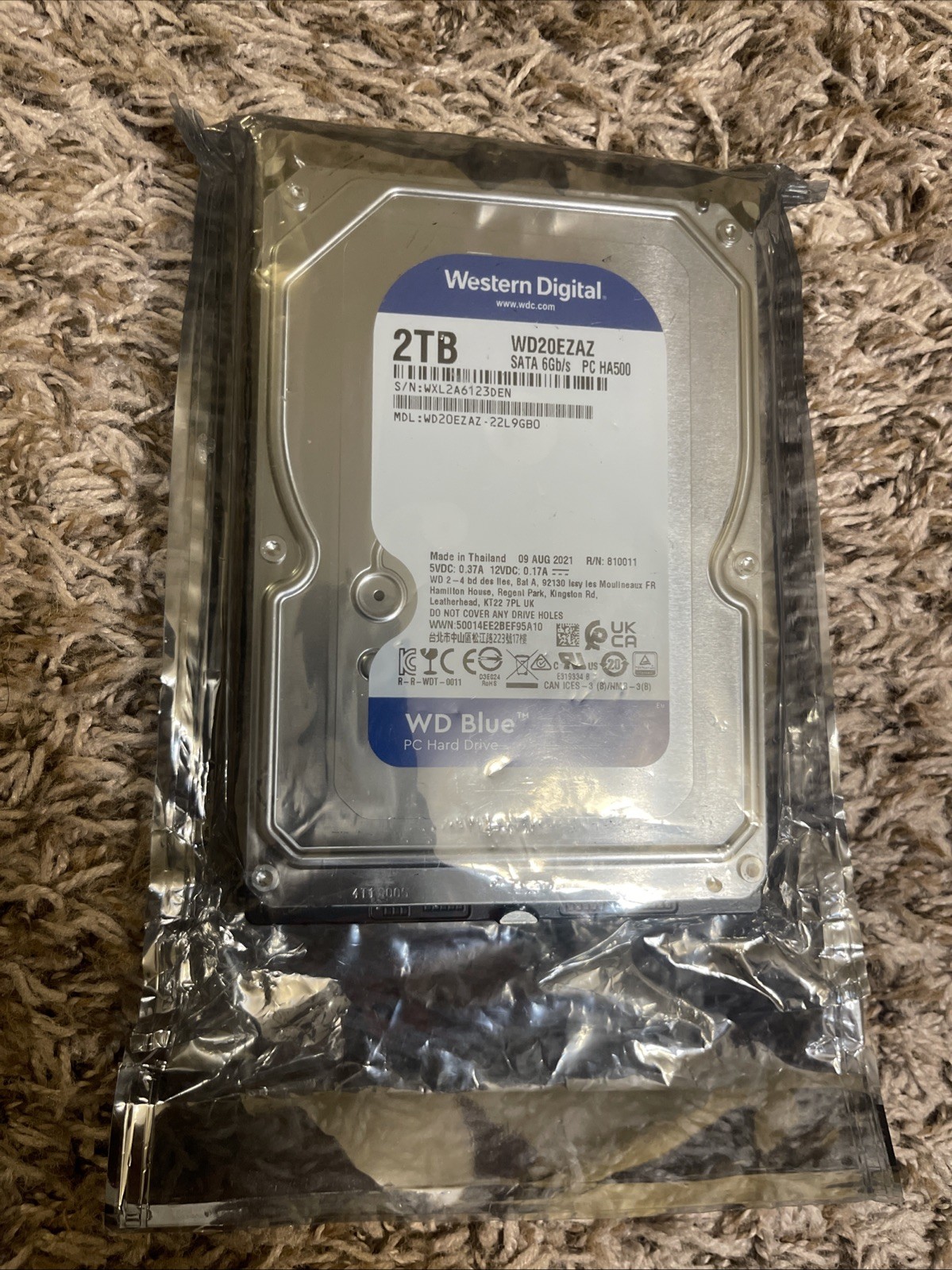 WD20EZAZ 1PCS NEW Western Digital Blue 2TB 5400RPM SATA 6Gb/s 3.5-in Hard Drive