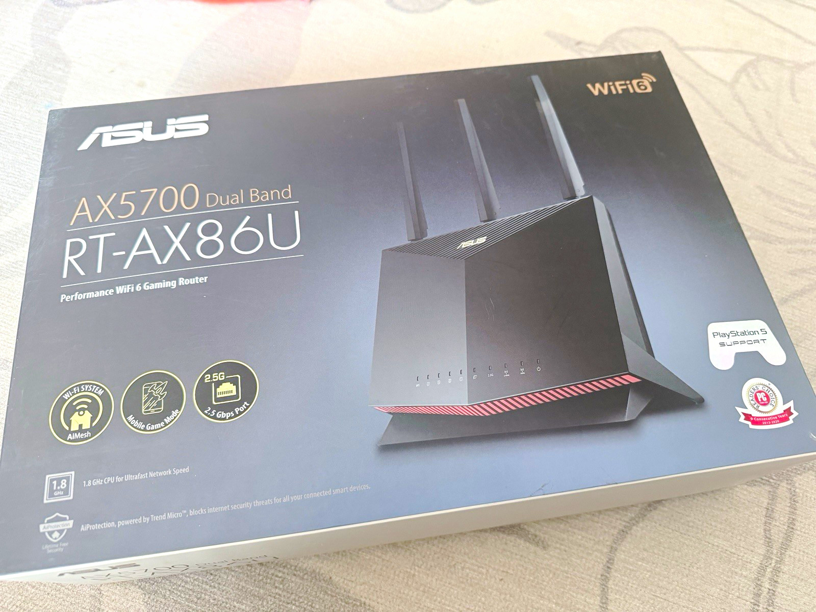 ASUS RT-AX86U AX5700 Dual-Band WiFi 6 Wireless Router, Black and extender