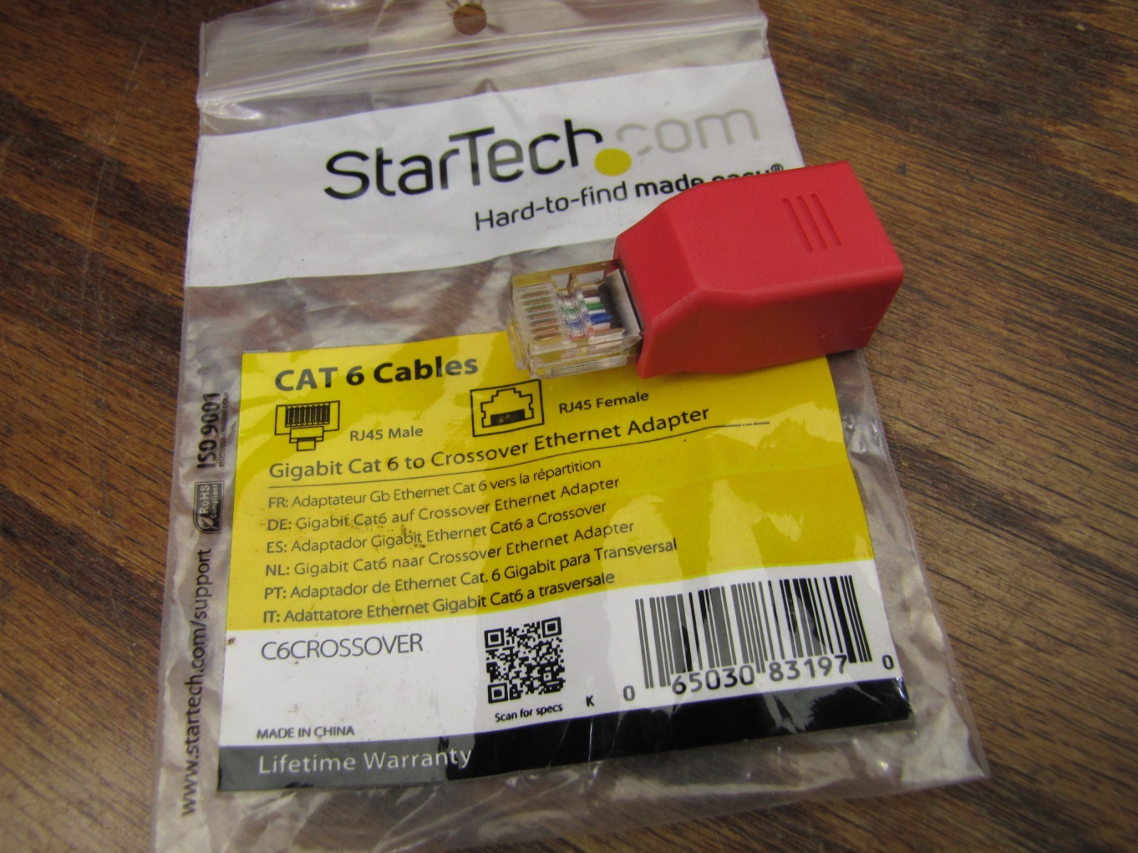 StarTech C6CROSSOVER Gigabit Cat 6 RJ45 Crossover Ethernet Adapter
