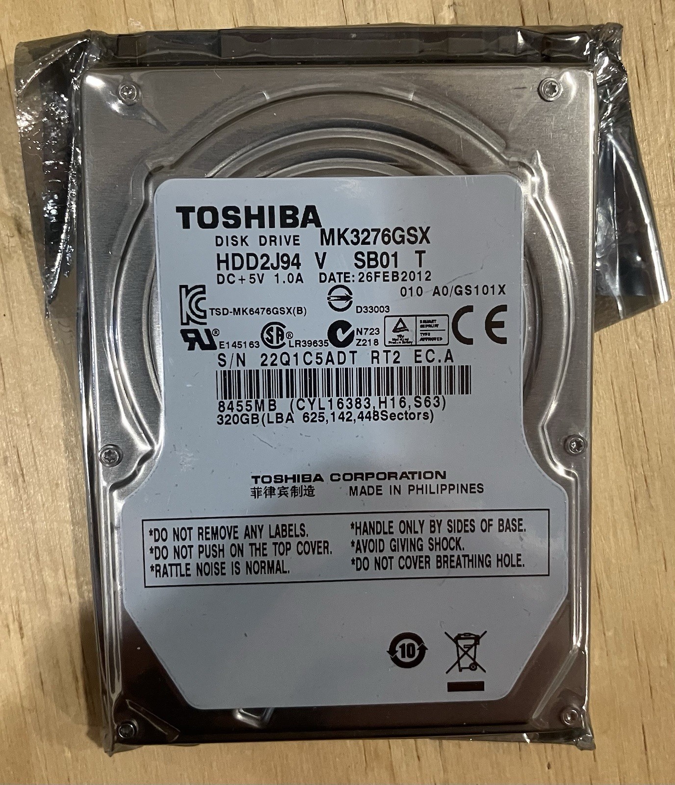 Toshiba 2.5 Inch 320 Gb Internal HDD Brand New Sealed In Antistatic Bag