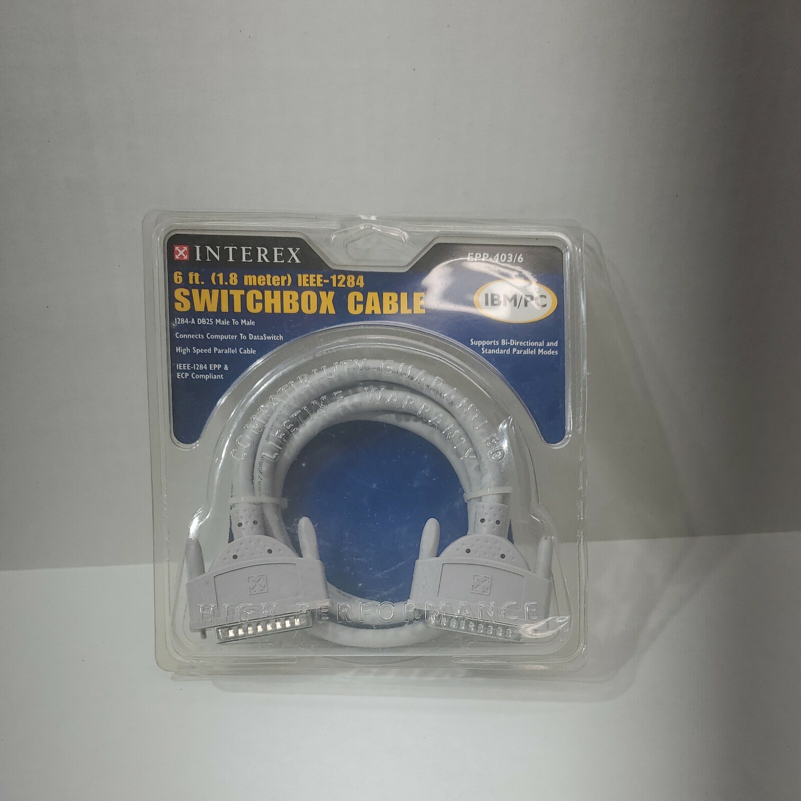 Interex Switchbox Cable EEP-403/6 6 Ft (1.8 meter) IEEE-1284-A DB25 M to M NEW