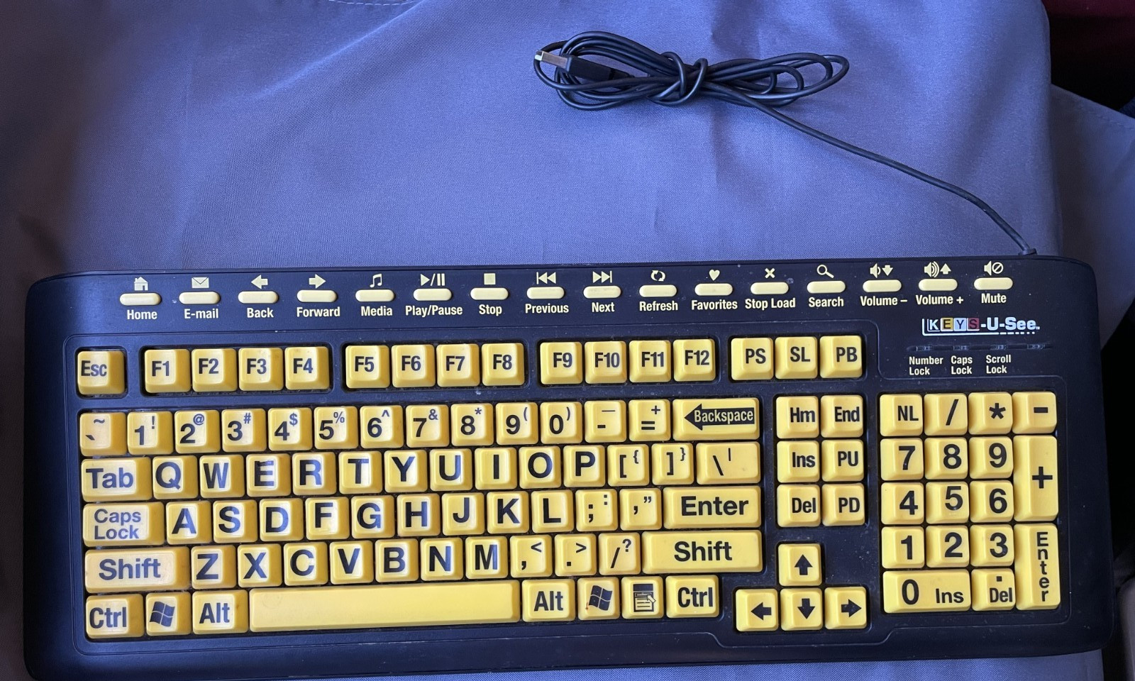 AbleNet Keys-U-See Large Print Multimedia USB Keyboard Wired QWERTY YKB-LP-YUSB