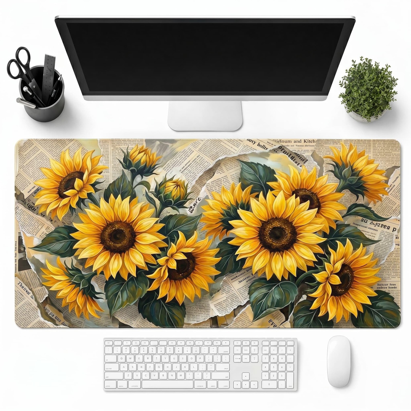 XXL Large Mouse Pad for Desk, Rustic Sunflower Gaming Desk Mat
