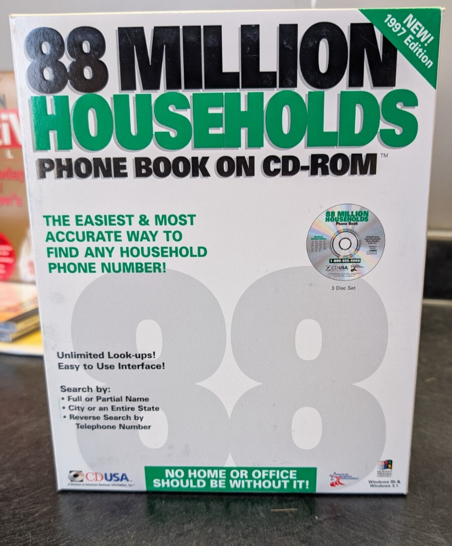 Vintage  88 Million Households Phone Book On CD-ROM | BOX ONLY NO DISK