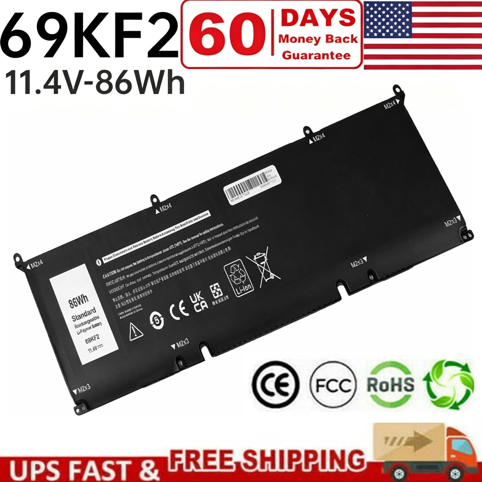 LOT 69KF2 Battery for Dell XPS 15 9500 9510 9520 Precision 5550 5560 5570 70N2F