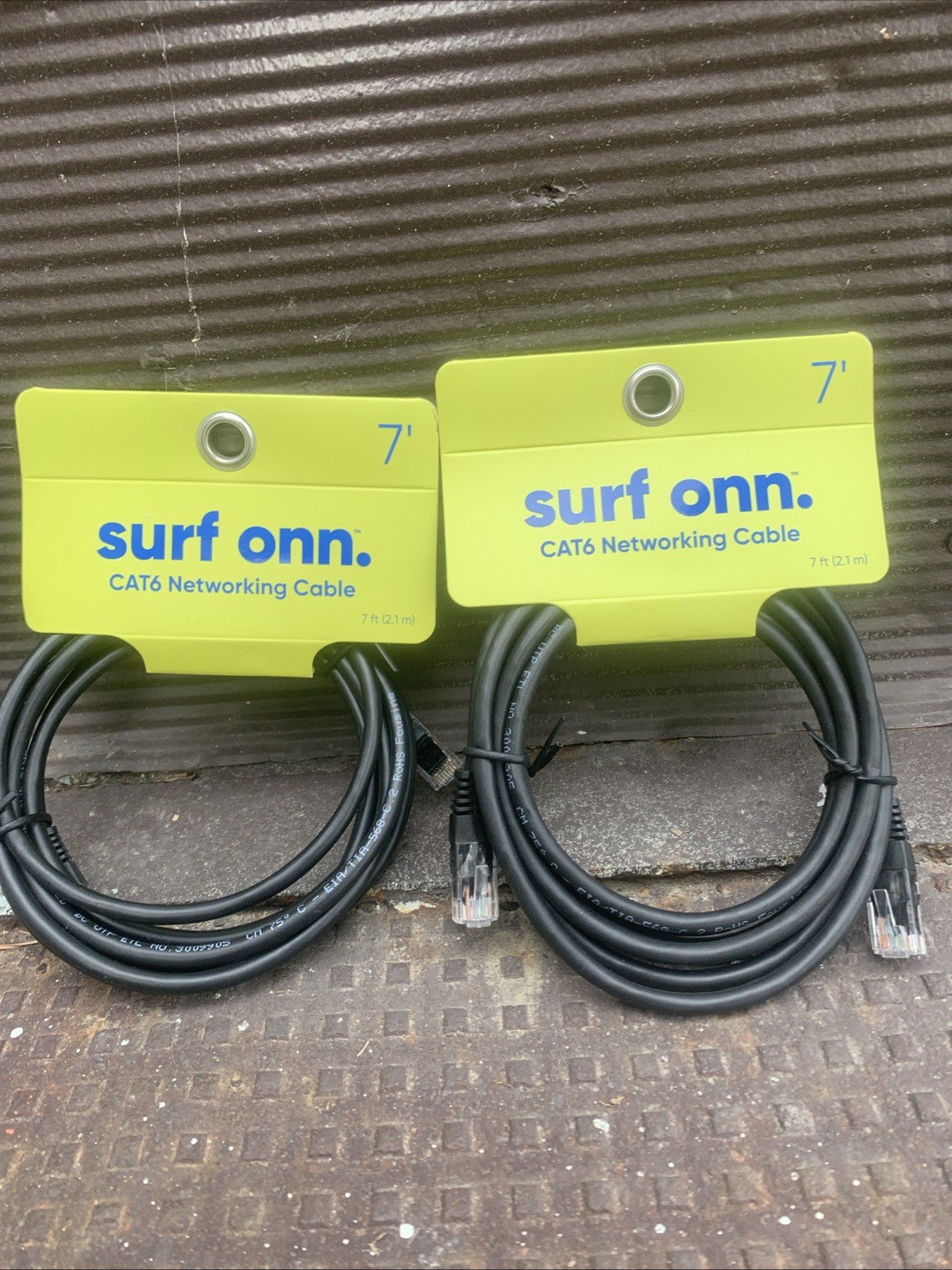 2 PACK Surf ONN CAT6 Networking Cable 7' Black NEW