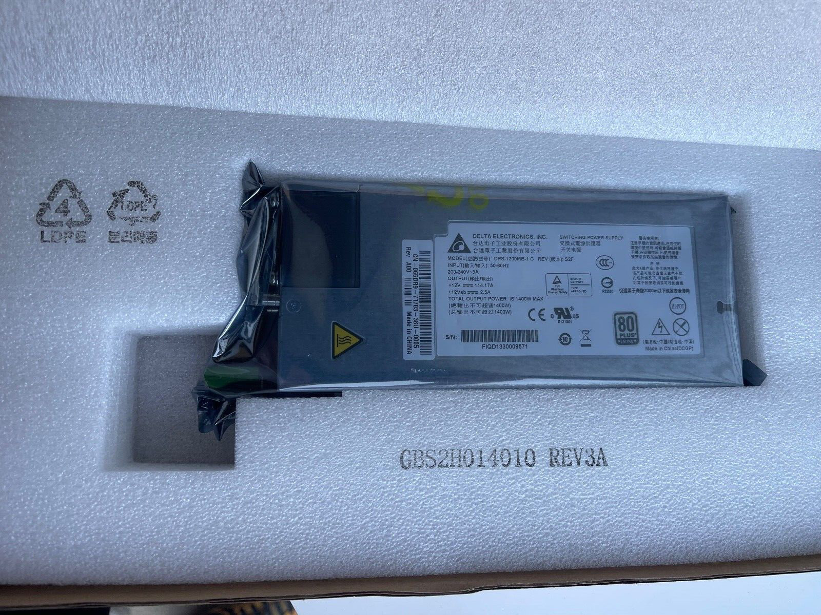 New Genuine Delta Platinum Rated 80+ Platinum 1400W Server Power Supply 65DR9