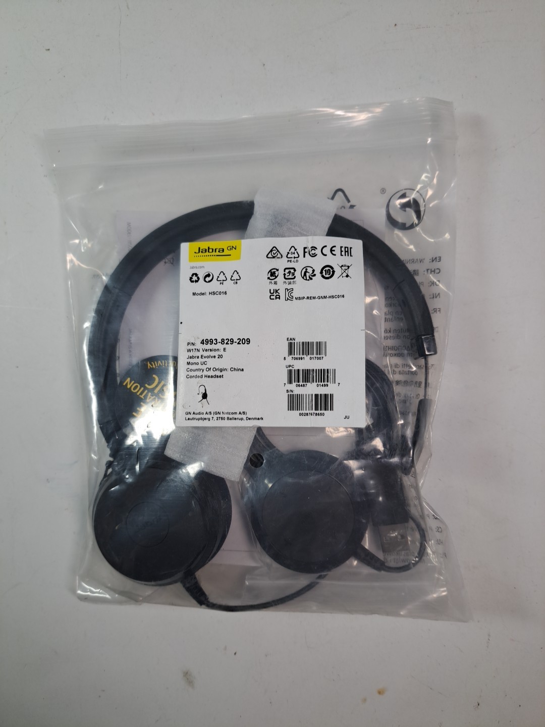 Jabra GN HSC016 Evolve 20/20SE Corded Headset