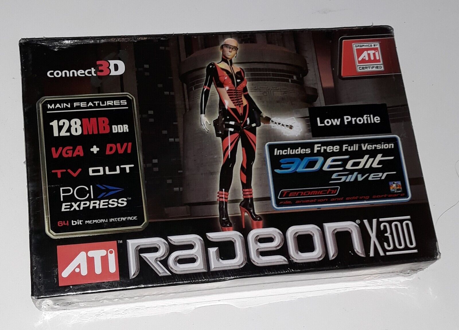 NEW ATI Radeon X300 SE Connect 3D 128MB [Low Profile] PCI-E Graphics Card (2004)