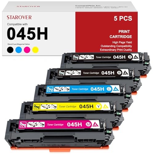 045H 5 Pack - STAROVER Compatible Toner Cartridges Replacement Canon 045 045H