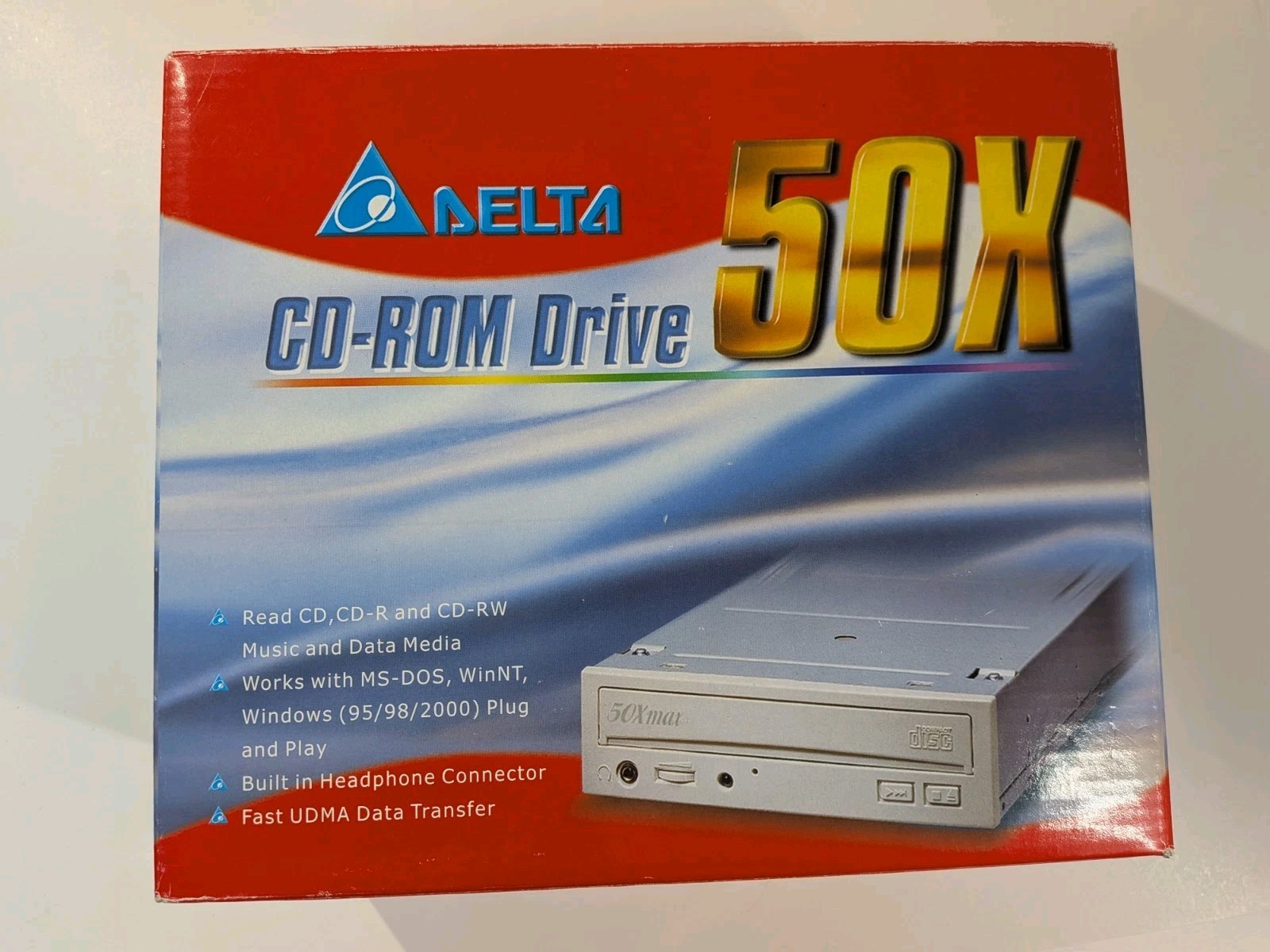 Vintage Delta 50X Max OIP-CD5000A IDE CD-ROM Drive Box Driver Disk Windows 98