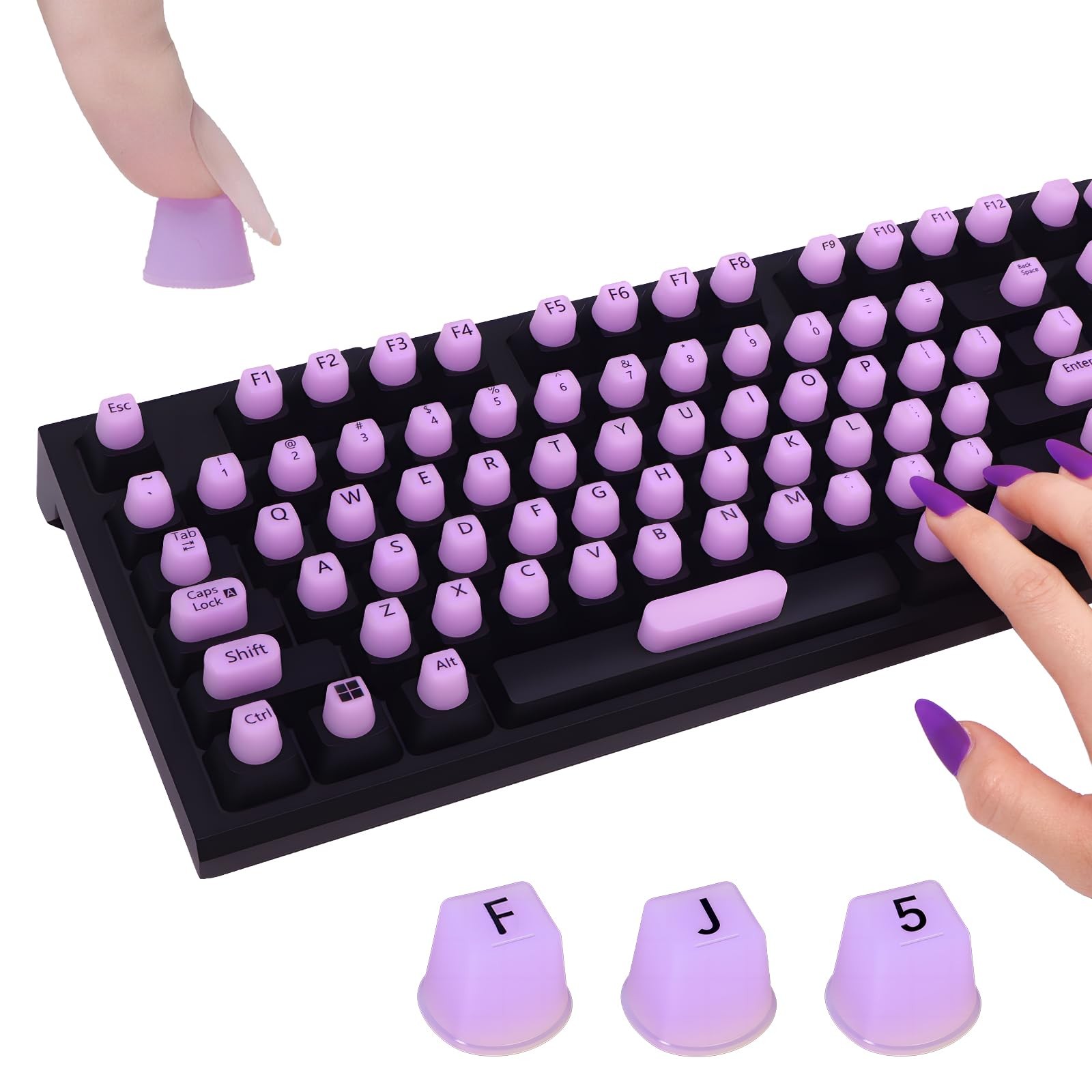 130Pcs Raised Keyboard Stickers for Long Nails with Numbers for Typing