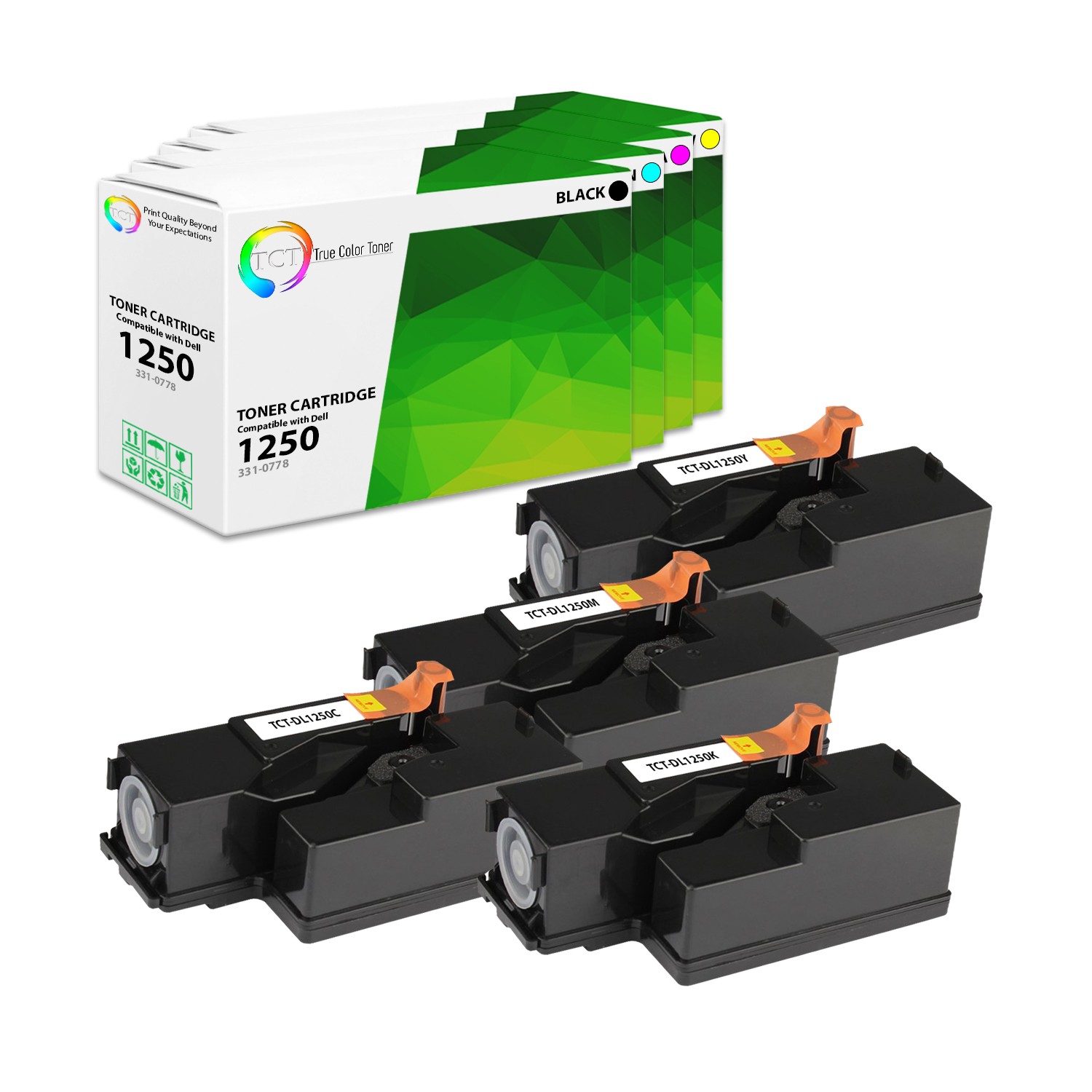 TCT 4PK Toner Cartridge Set 331-0778 331-0777 331-0780 331-0779 For Dell 1250