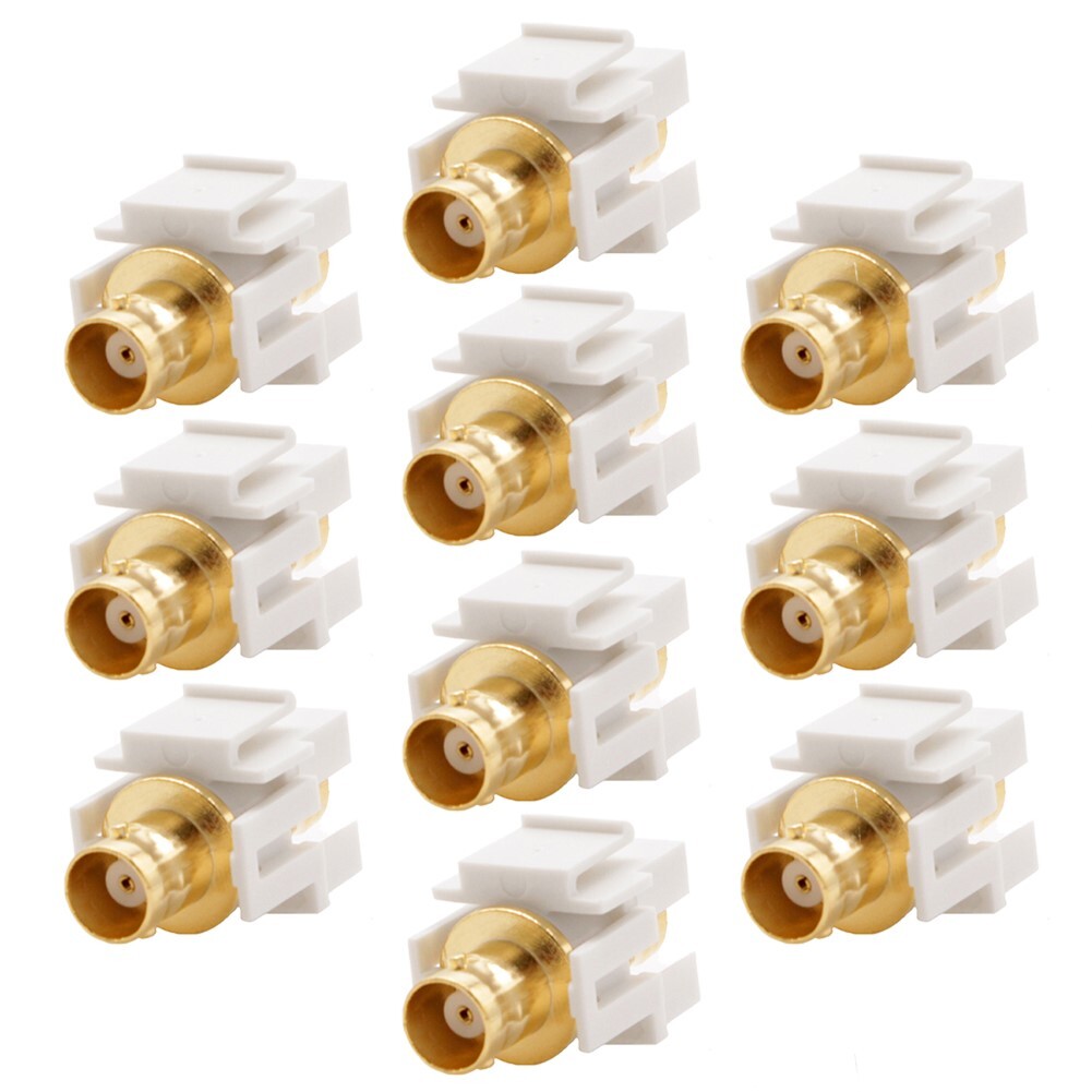 10x BNC Video Keystone Jack Coupler Coax Connector Wall Plate CCTV Camera White