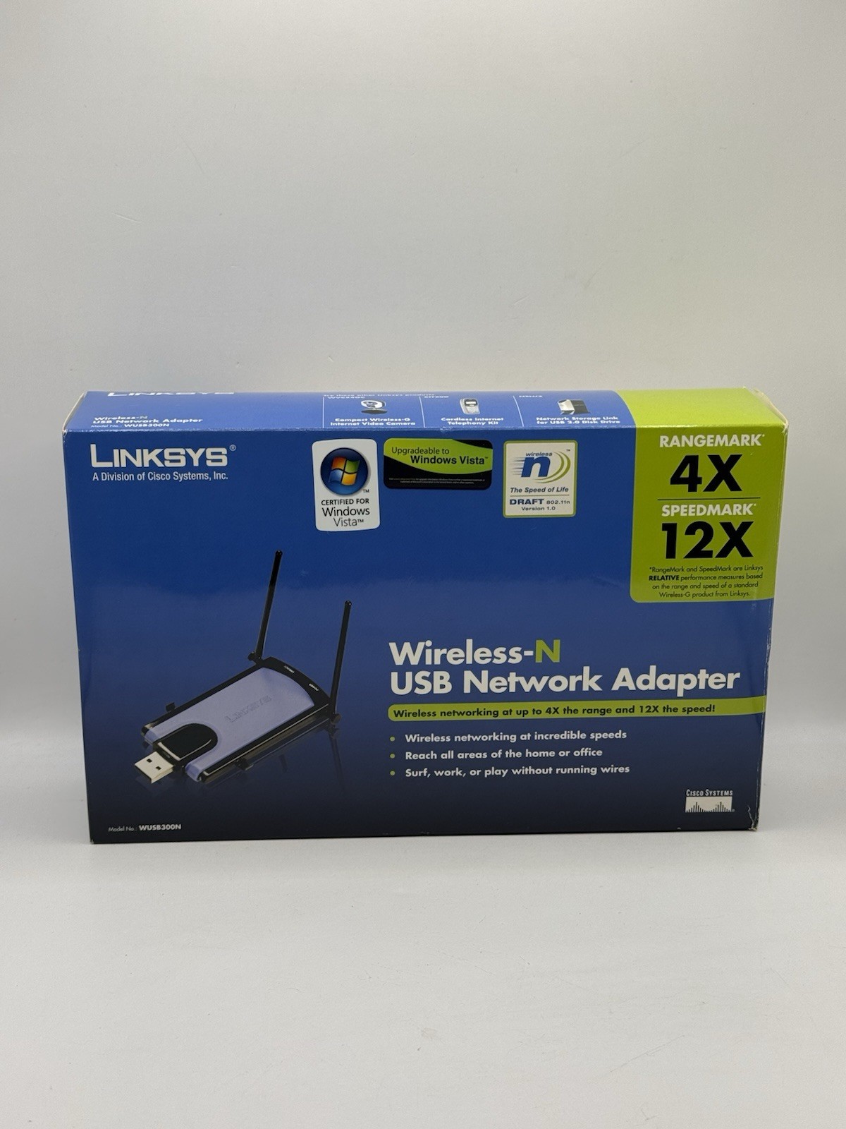 Linksys Wireless-N USB Network Adapter Model WUSB300N Open Box Disc Sealed