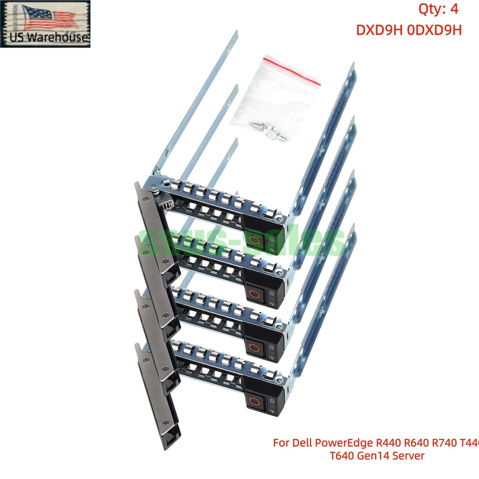 X4 0DXD9H 2.5" SAS Tray Caddy For Dell R440 R640 R840 T440 T640 Gen14 Server