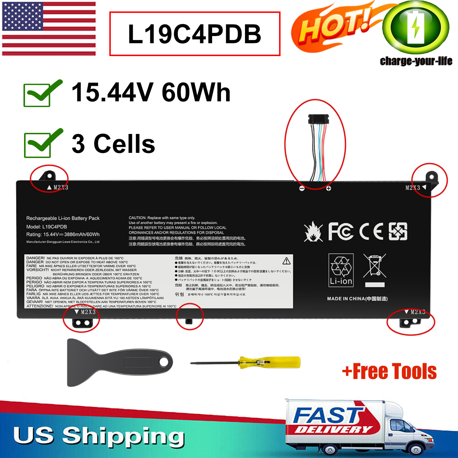 L19C4PDB L19M4PDB Battery for Lenovo ThinkBook 14s Yoga 5B10Z21209 SB10Z21205 US