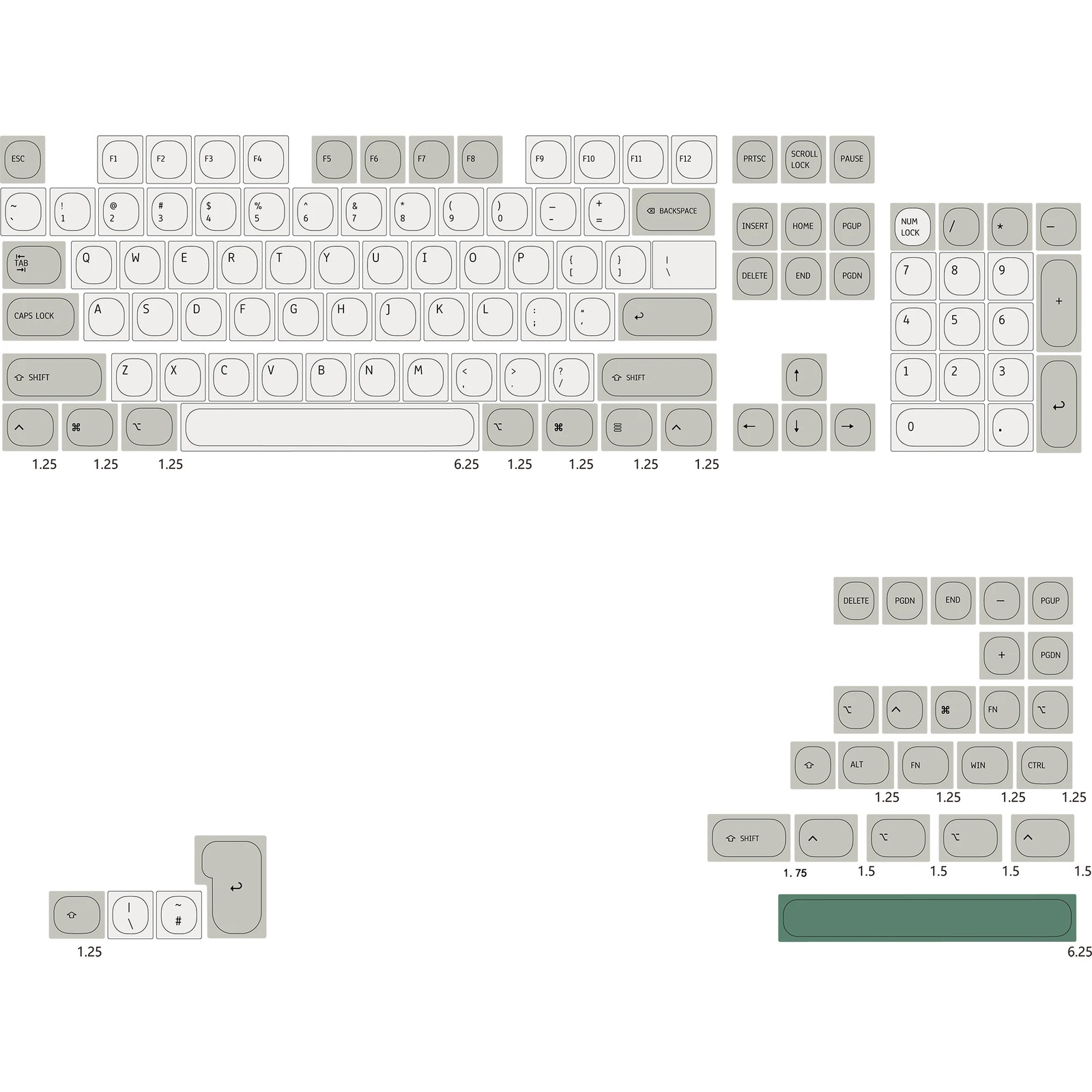 JCM Apple Keycaps MA Profile PBT 131-Key Retro MAC Style for Mechanical Keyboard