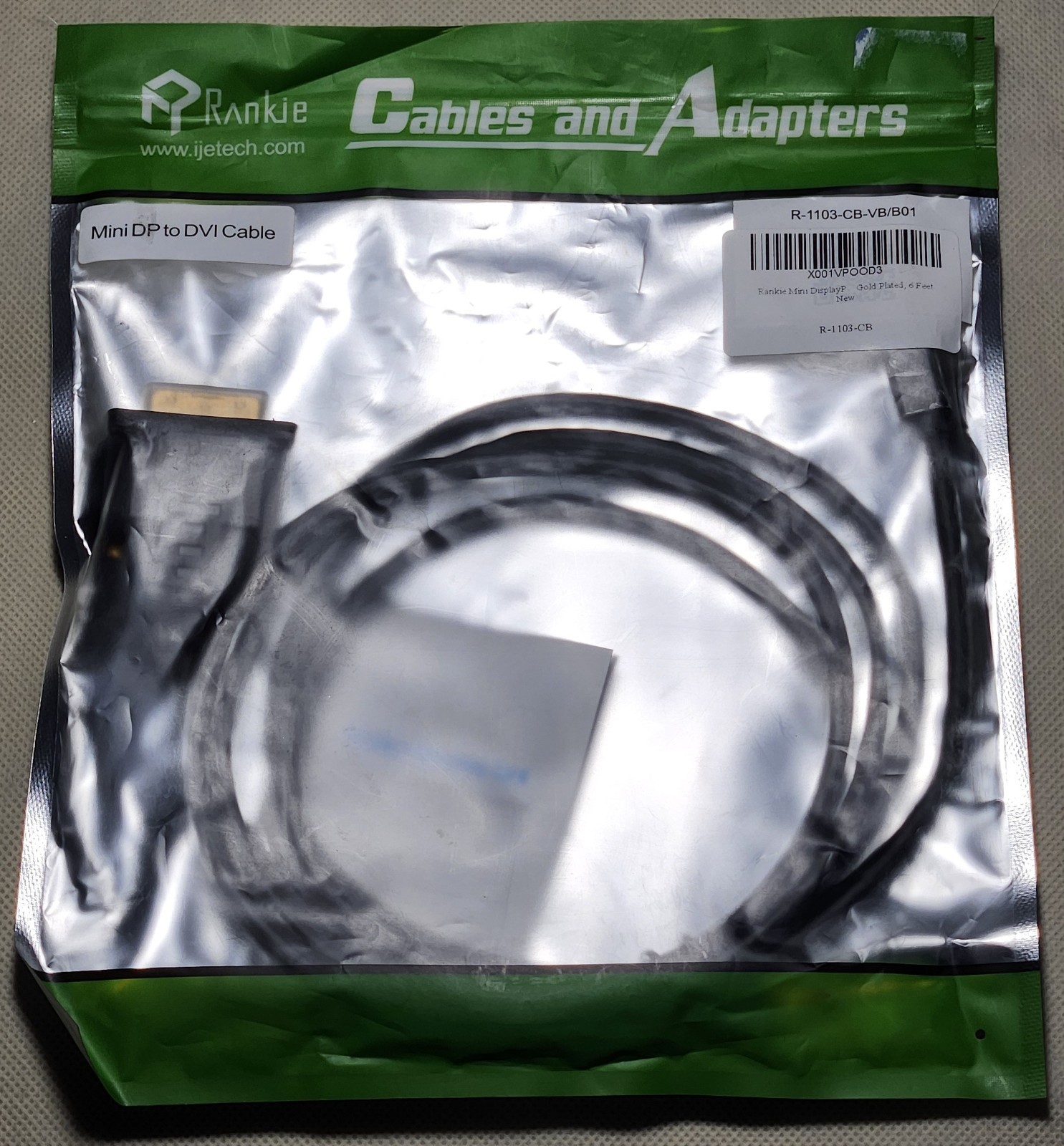 2 PACK Rankie Mini DP to DVI Cable 6ft R-1103-CB Brand new JETech 