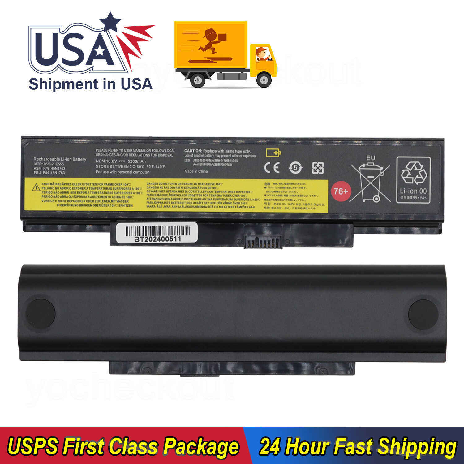 New Battery For Lenovo ThinkPad E550c Series 45N1762 5N1763 76+ 48Wh 45N1760