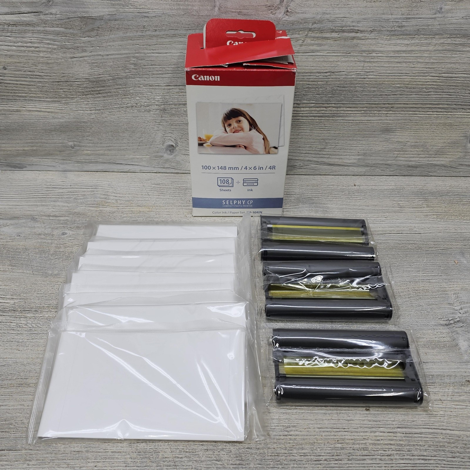 Canon KP-108IN SELPHY CP Color Ink Paper Set 4x6 108 Prints Genuine OEM NOB