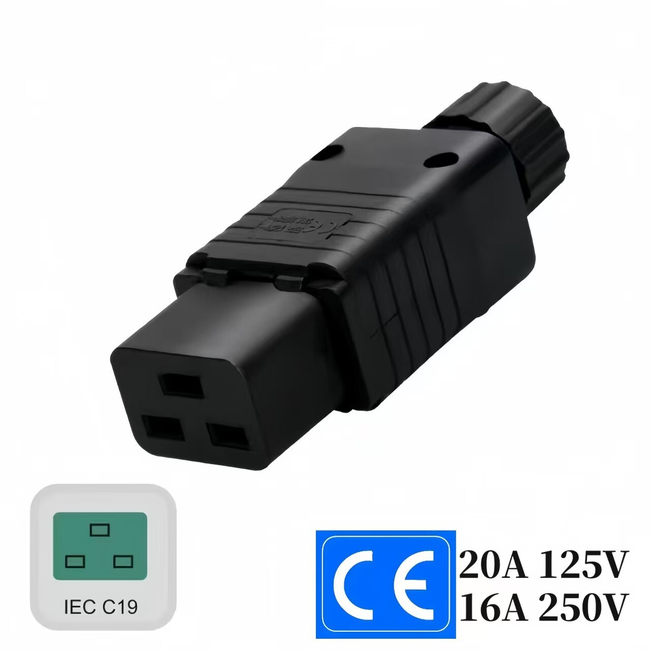 (2Pack) IEC320 C19 16A 250V Power Plug Socket Adapter, C19 Female DIY Rewirable