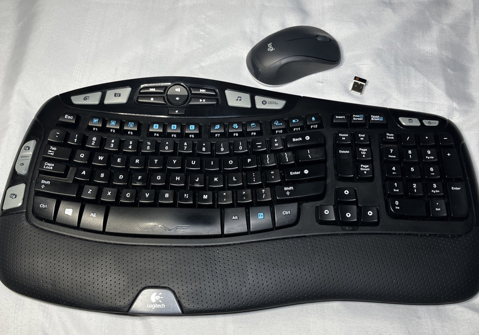 Logitech Comfort Wave K350 Wireless Keyboard M310 Mouse Combo w/USB Dongle Good