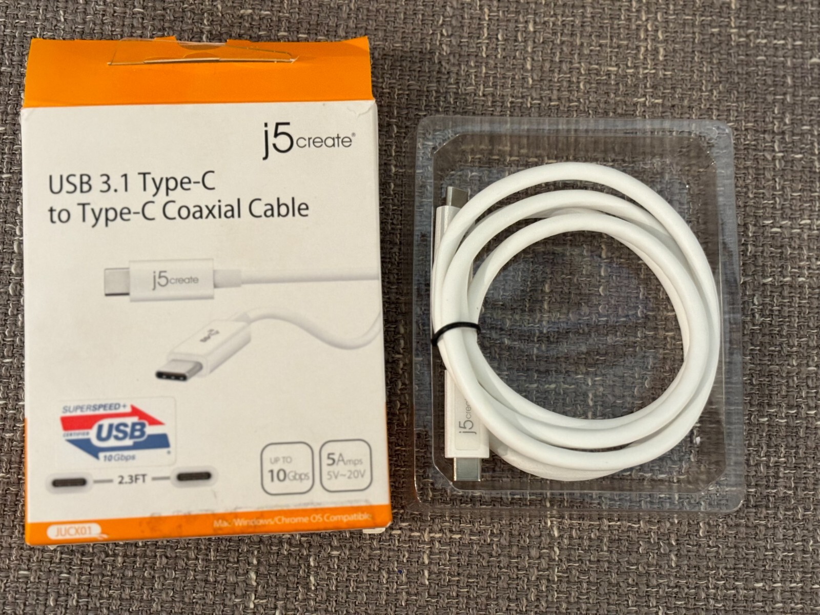Genuine j5create USB Type-C™ 3.1 to USB Type-C™ Coaxial Cable *FREE SHIPPING*