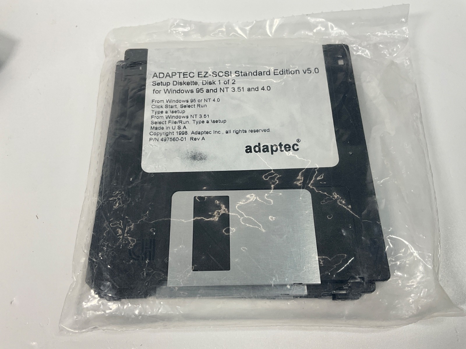 Vintage 1998 Adaptec EZ-SCSI Standard Edition 3-1/2" Disks for Windows 95/NT 4.0