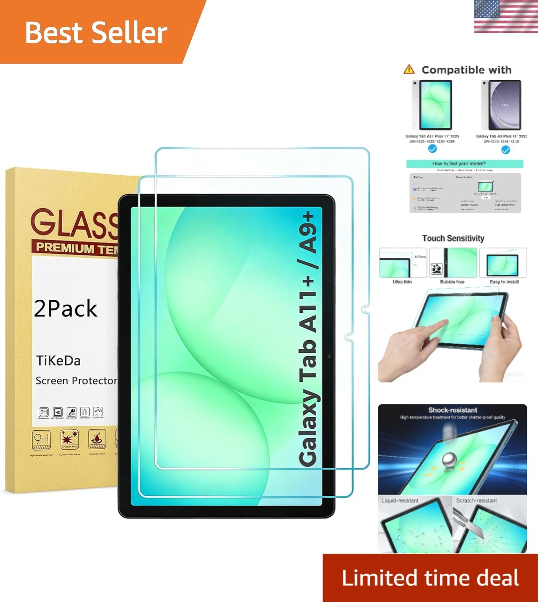 Bubble-Free Installation 2 Pack Screen Protector for Galaxy Tab 11 Inch Models