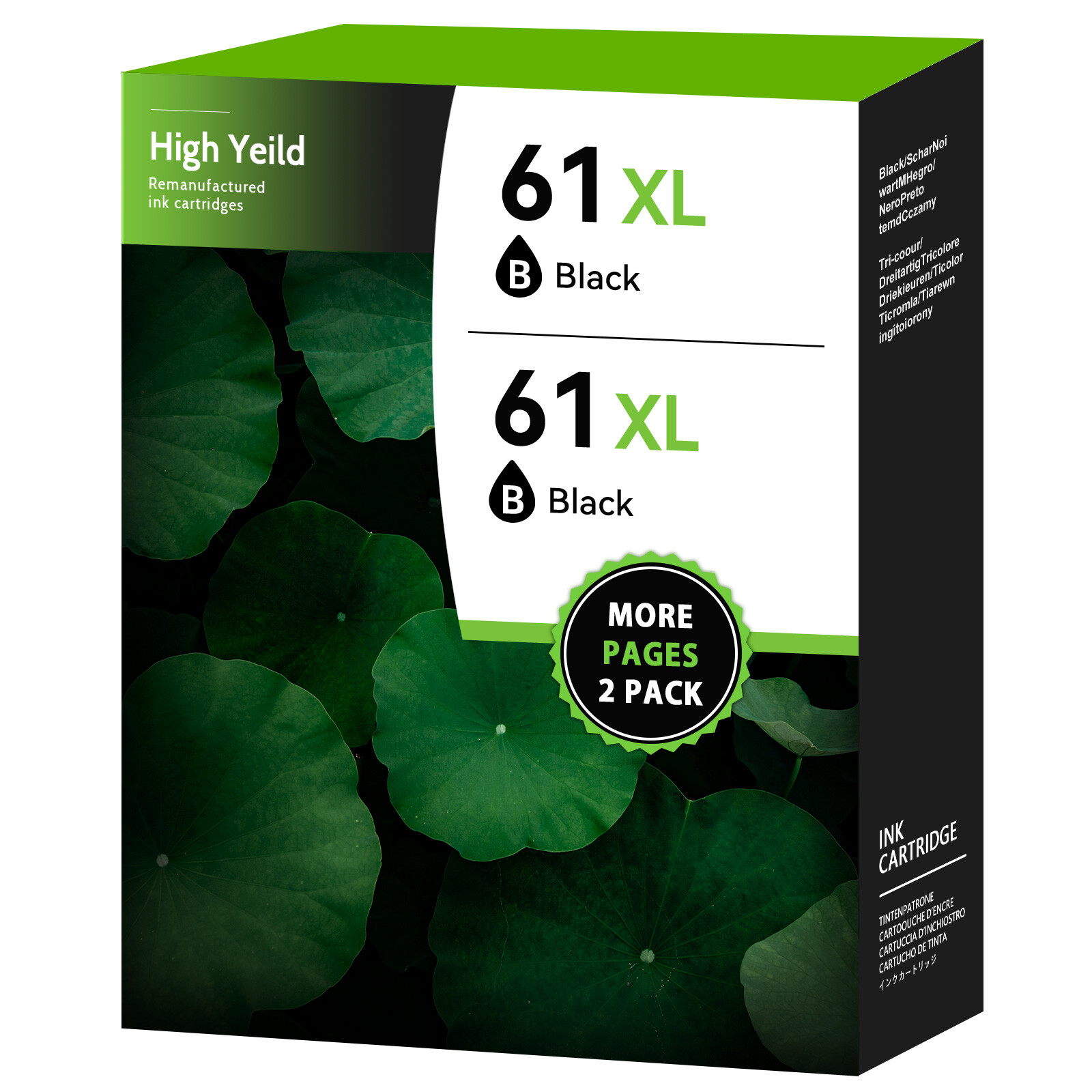 2 Pack #61XL Black Ink Cartridge for HP 61 ENVY 4500 4501 5530 5535 DeskJet 1055