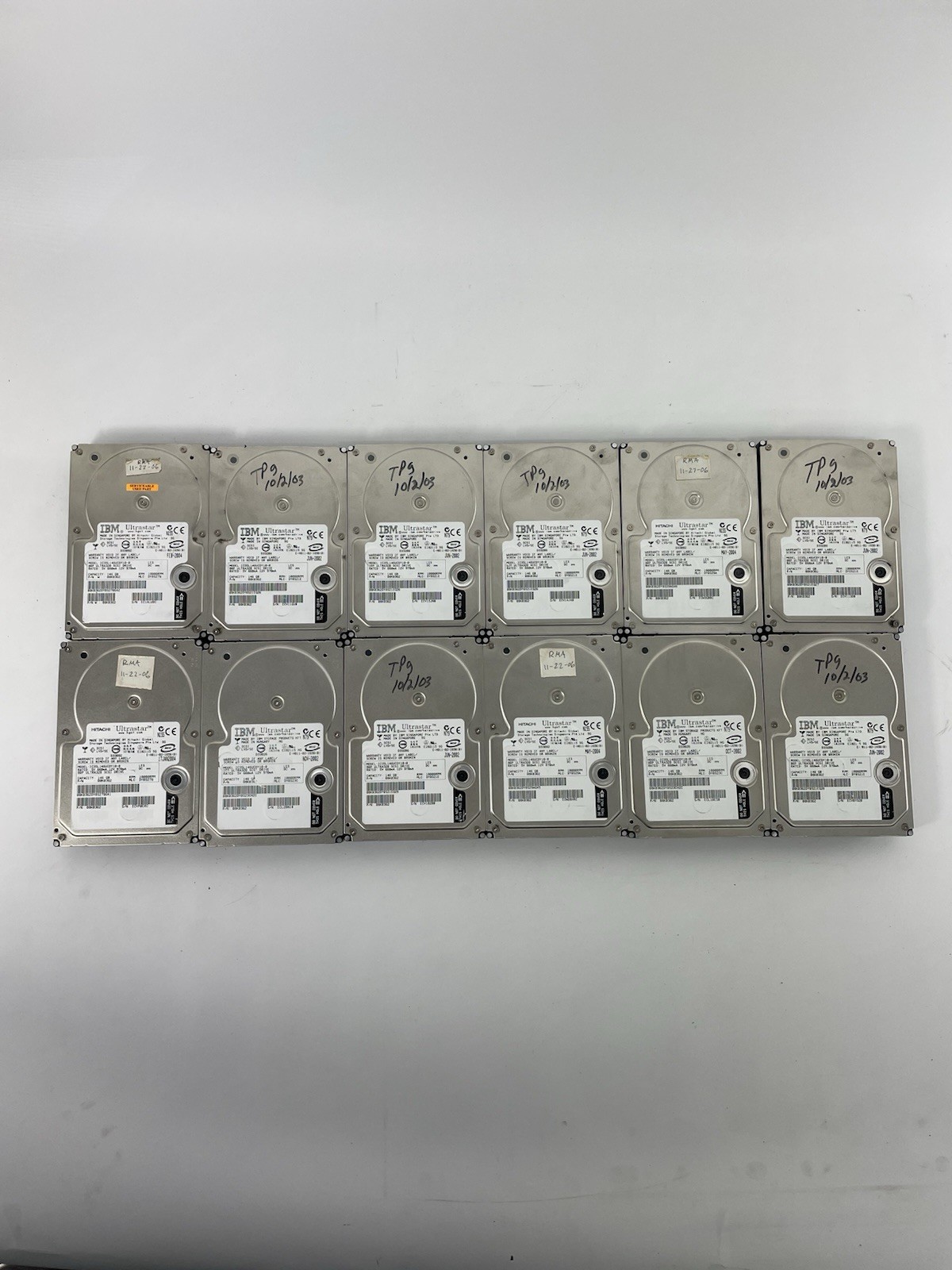 Lot of 12 Hitachi IBM Ultrastar 146GB Desktop HDD 3.5" SATA 10000 RPM 16MB Cache