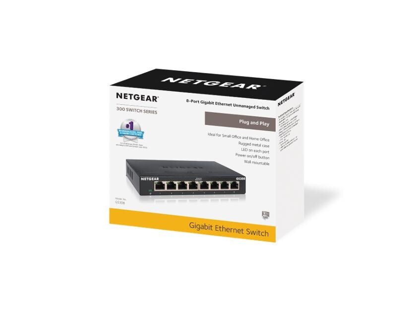 NETGEAR GS308-300PAS GS308 8 Gigabit Port Unmanaged Ethernet Switch