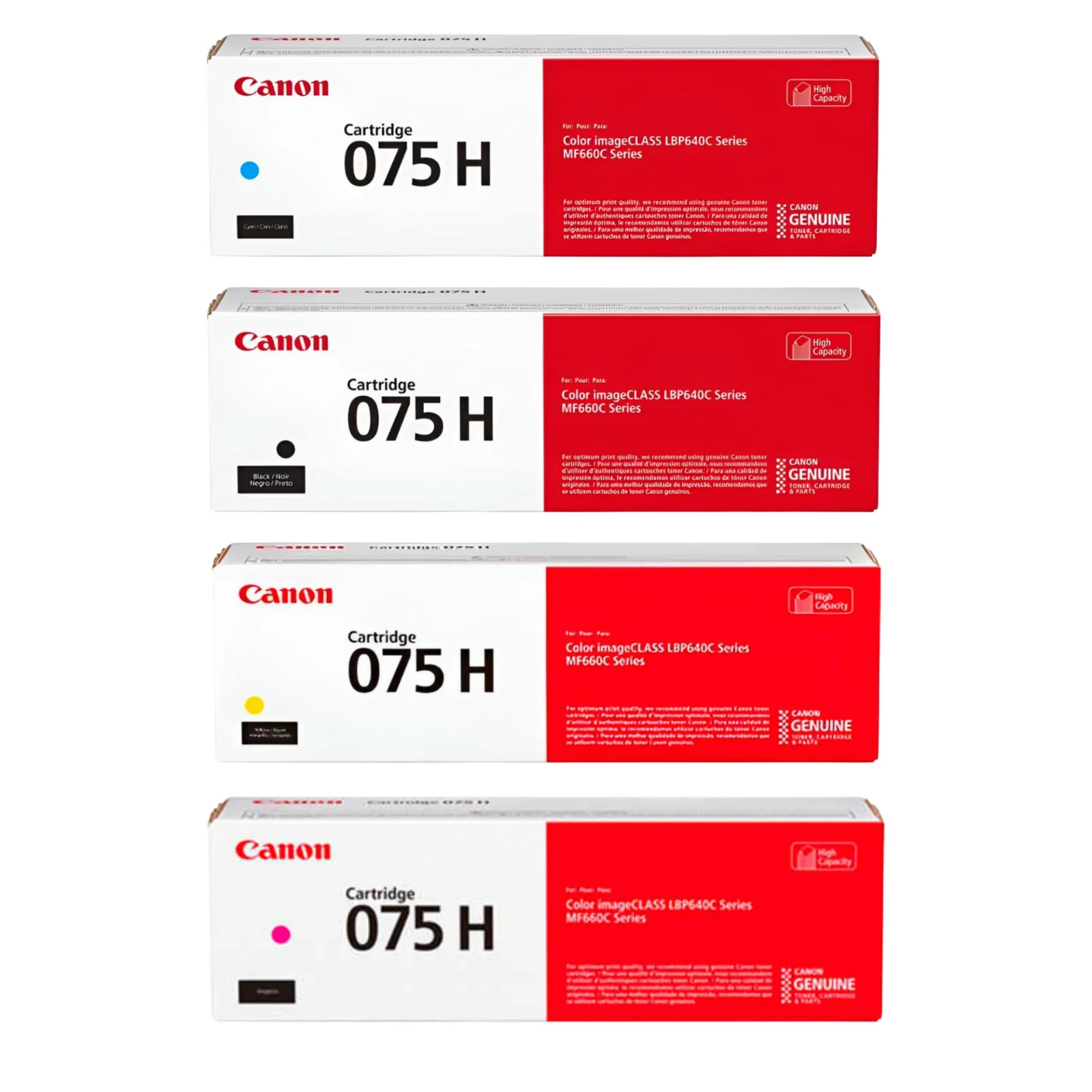 Canon 075H High Yield Toner Cartridge Set ( Cyan, Magenta, Yellow, Black )