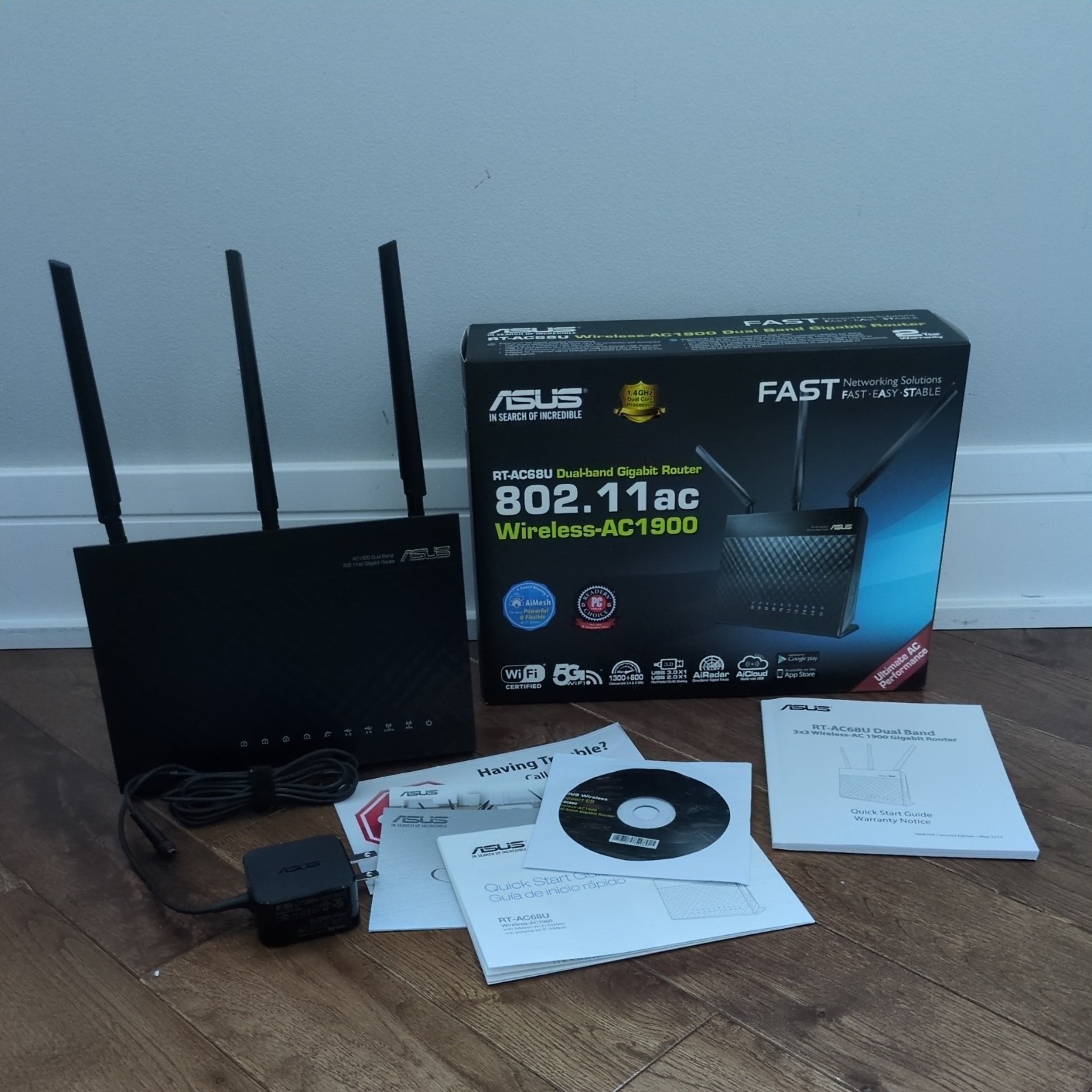 ASUS RT-AC68U AC1900 Dual Band Gigabit WiFi Router AiMesh AiRadar AiCloud