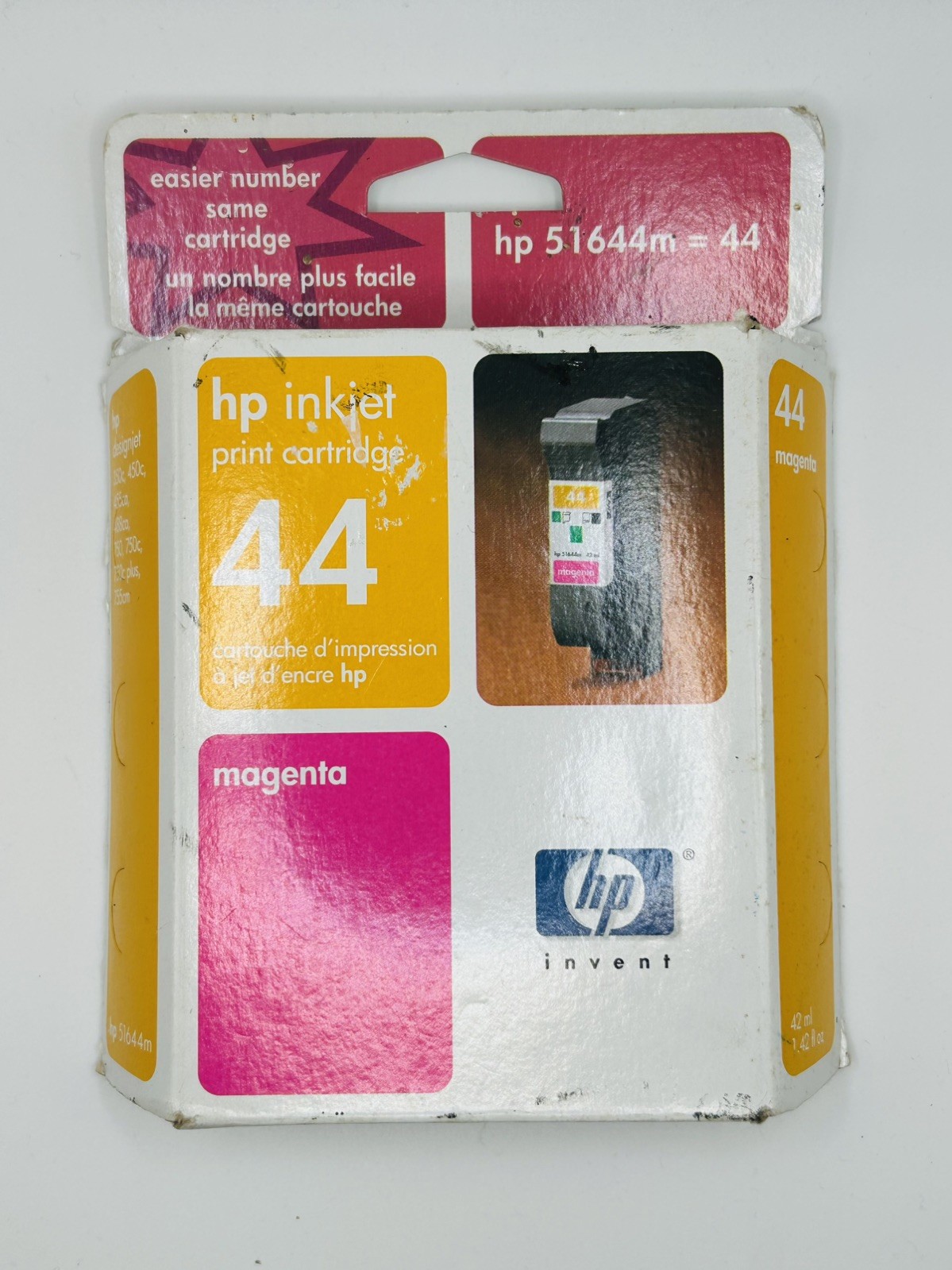 NOS GENUINE HP 44 Yellow Magenta Cyan Ink Cartridges (HP 51644Y 51644M 51664C)