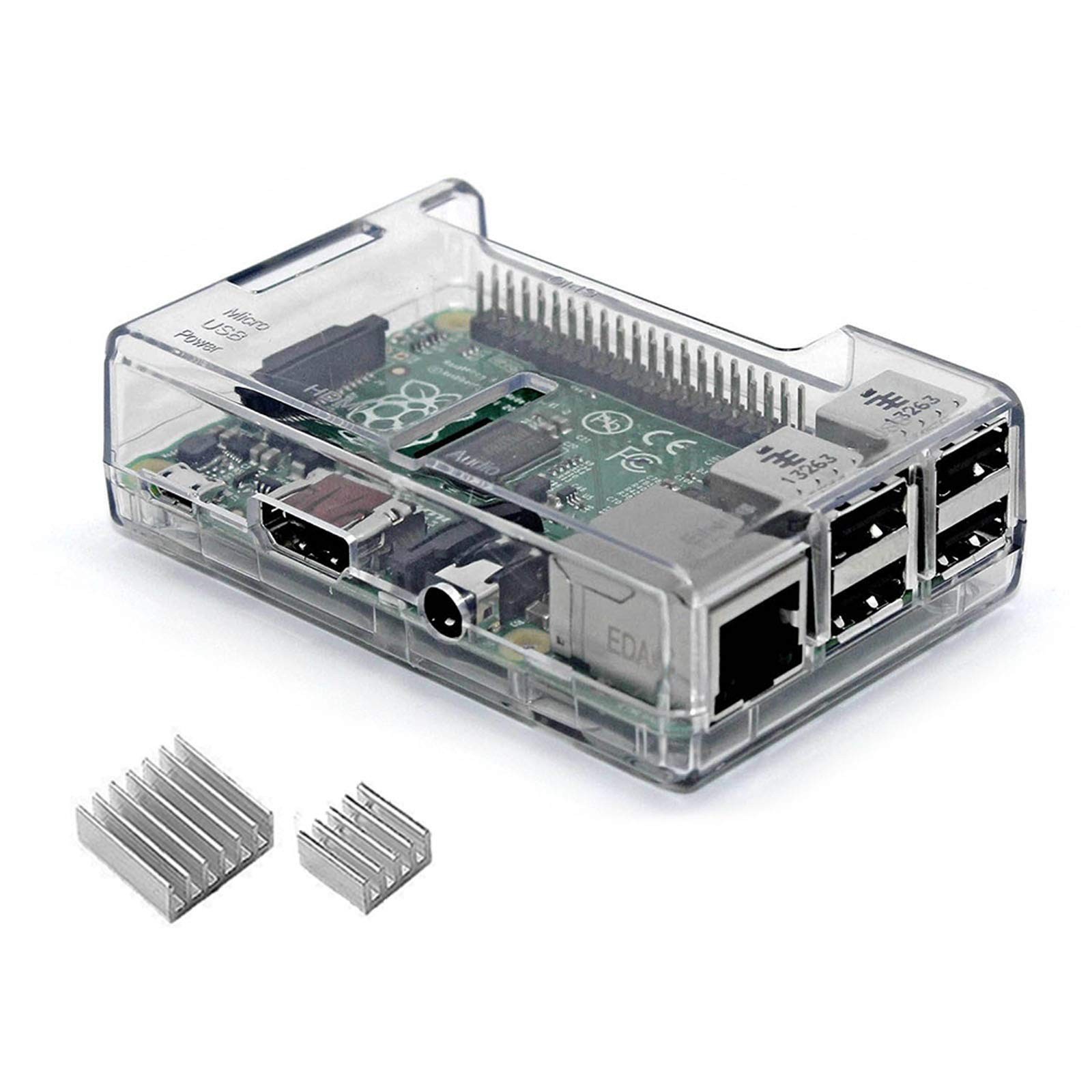 iUniker Raspberry Pi 3B+ Case - Transparent with Heatsink - Access to Clear 
