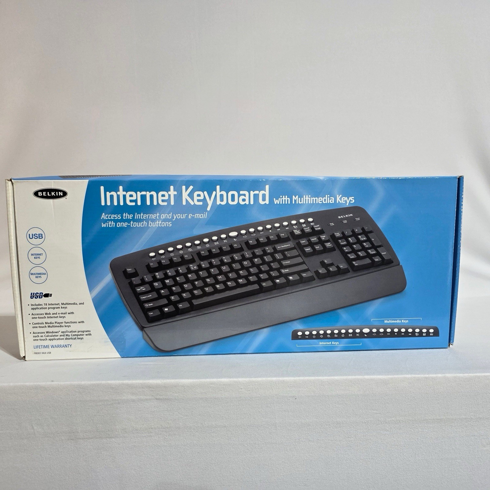 Belkin Internet Keyboard with Multimedia Keys USB Wired New in Box