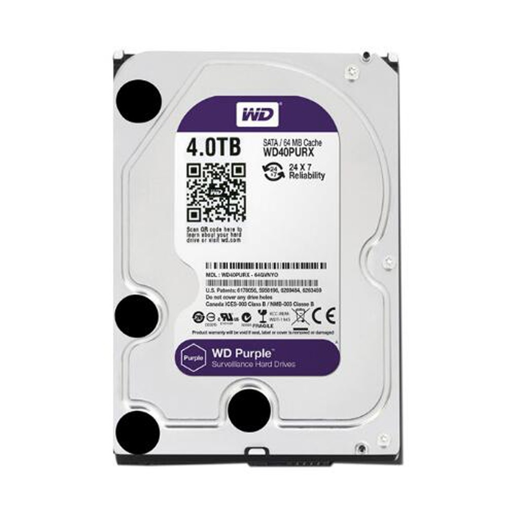 WD Purple 4TB WD40PURX 5400 RPM 64MB SATA 3.5" Internal HDD Hard Disk Drive